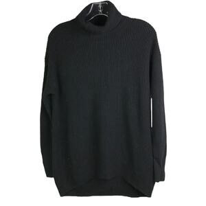 J.Crew Sweater Womens XXS Black Ribbed Weave Turtleneck Cotton Cashmere Pullover